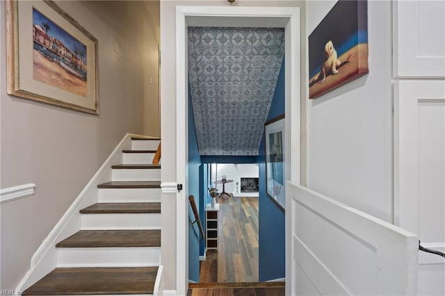 205 Ridgeland Dr, Smithfield, VA 23430 - staircase with wood finished floors