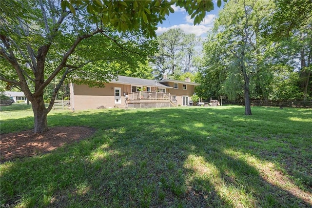 205 Ridgeland Dr, Smithfield, VA 23430 - view of grassy yard featuring a deck