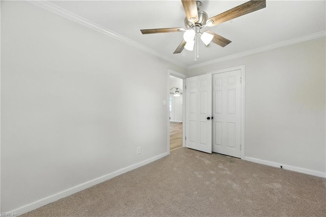 704 73rd St, Newport News, VA 23605 - unfurnished bedroom with carpet floors, ornamental molding, a closet, and ceiling fan