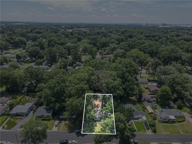 704 73rd St, Newport News, VA 23605 - aerial view of property and surrounding area with property parcel outlined and a heavily wooded area