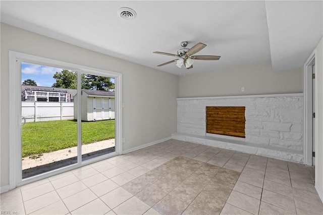3012 Camelot Blvd, Chesapeake, VA 23323 - unfurnished living room featuring a ceiling fan and light tile patterned floors