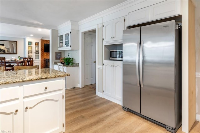520 Foxgate Quarter Quarter, Chesapeake, VA 23322 - kitchen with stainless steel appliances, light wood-type flooring, crown molding, white cabinets, and recessed lighting