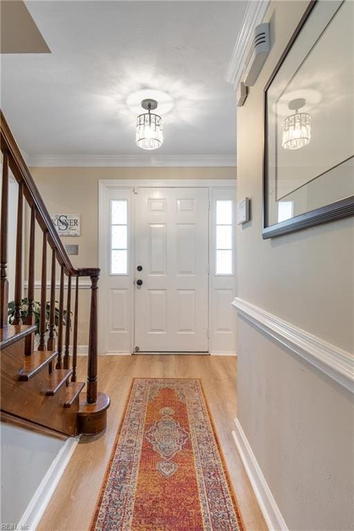 520 Foxgate Quarter Quarter, Chesapeake, VA 23322 - foyer featuring light wood-style floors, healthy amount of natural light, ornamental molding, and stairs