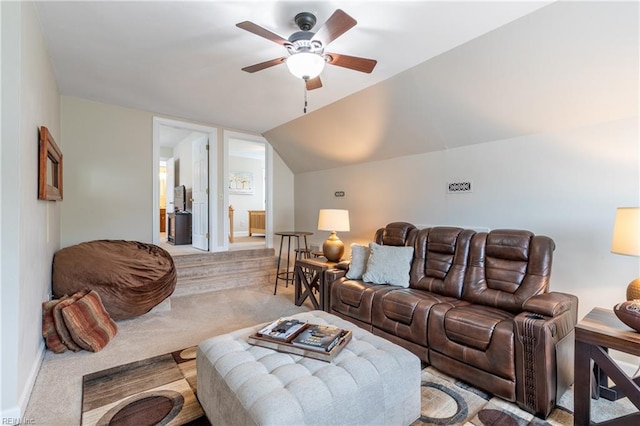 520 Foxgate Quarter Quarter, Chesapeake, VA 23322 - living room with a ceiling fan, carpet, and lofted ceiling