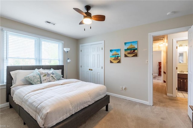 520 Foxgate Quarter Quarter, Chesapeake, VA 23322 - bedroom with light colored carpet, a closet, and ceiling fan