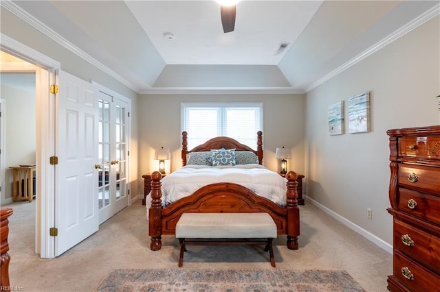 520 Foxgate Quarter Quarter, Chesapeake, VA 23322 - bedroom with a tray ceiling, light carpet, ceiling fan, and ornamental molding