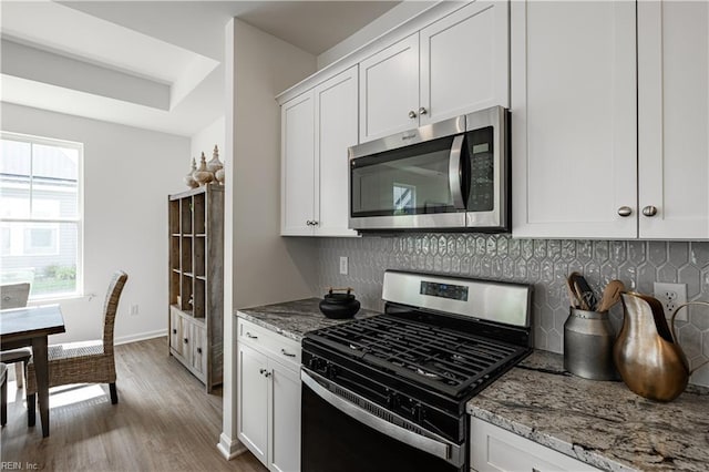 202 Oxford Ave Unit 46-1, Smithfield, VA 23430 - kitchen with appliances with stainless steel finishes, tasteful backsplash, wood finished floors, and light stone counters