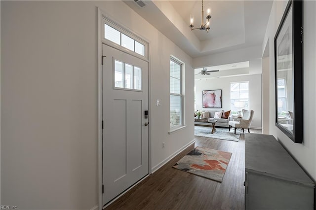 202 Oxford Ave Unit 46-1, Smithfield, VA 23430 - foyer featuring a chandelier, wood finished floors, and a raised ceiling
