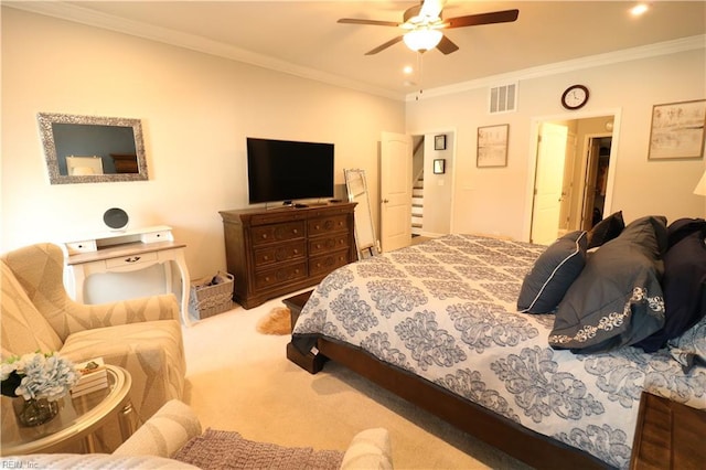 1815 Honey Milk Rd, Chesapeake, VA 23323 - carpeted bedroom featuring crown molding and a ceiling fan
