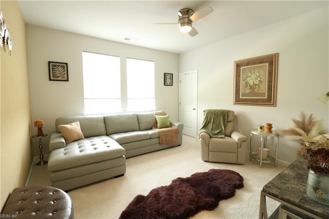 1815 Honey Milk Rd, Chesapeake, VA 23323 - carpeted living area featuring a ceiling fan
