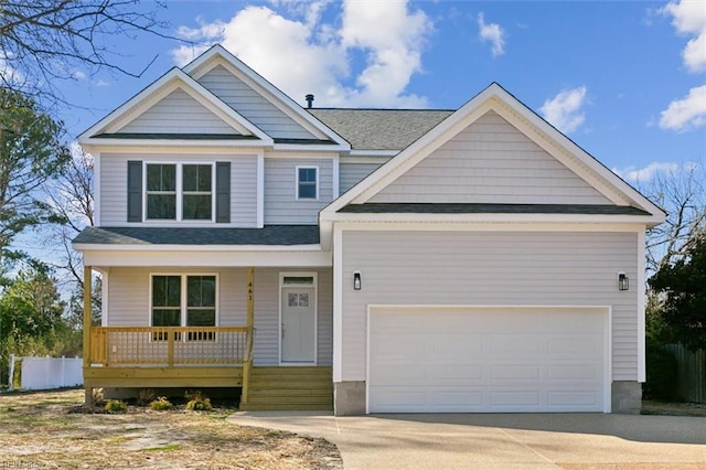 461 Joy Dr, Hampton, VA 23666 - view of front of home featuring a porch, driveway, roof with shingles, and an attached garage