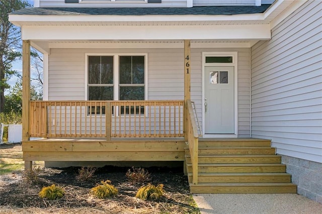 461 Joy Dr, Hampton, VA 23666 - property entrance featuring roof with shingles