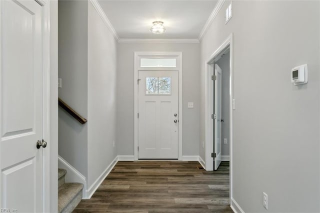 461 Joy Dr, Hampton, VA 23666 - foyer entrance featuring dark wood-style floors and ornamental molding