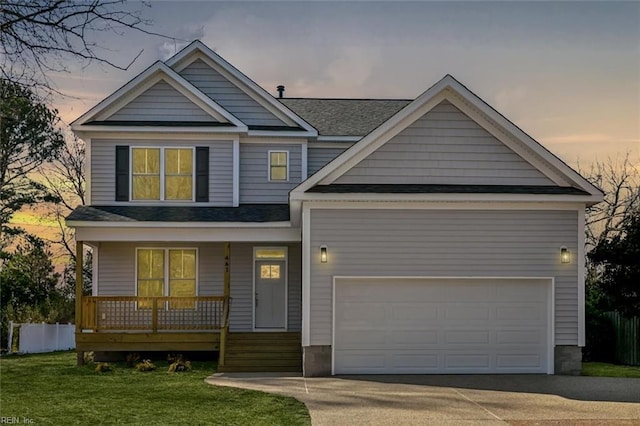 461 Joy Dr, Hampton, VA 23666 - craftsman-style house with covered porch, concrete driveway, a yard, and roof with shingles