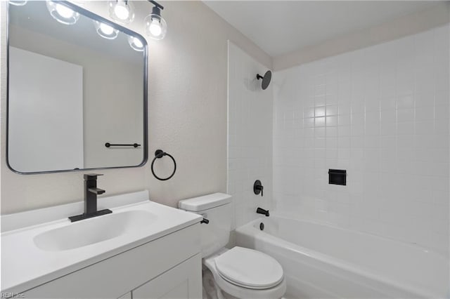 1320 Clay St, Franklin, VA 23851 - bathroom with a textured wall, vanity, and bathtub / shower combination
