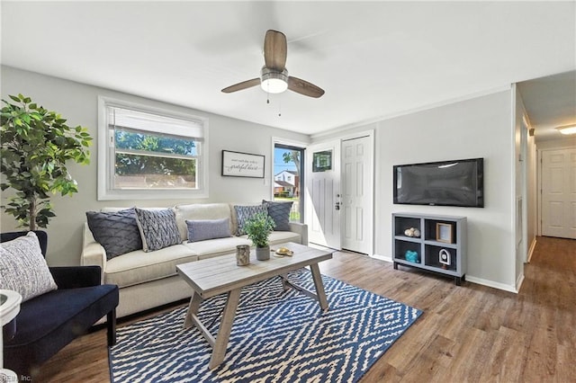2007 Winfree Rd, Hampton, VA 23663 - living room featuring wood finished floors and a ceiling fan