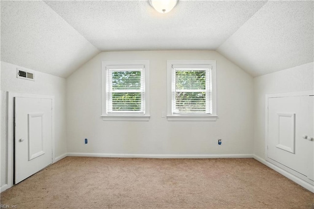 3559 Brest Ave, Norfolk, VA 23509 - bonus room featuring a textured ceiling, lofted ceiling, and carpet floors