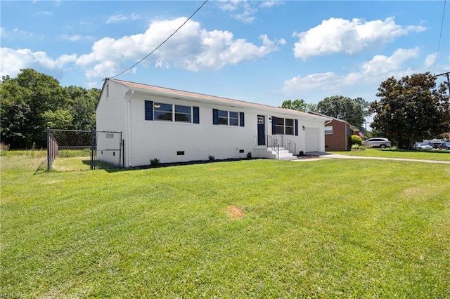 703 Terrace Dr, Newport News, VA 23601 - single story home with an attached garage, entry steps, driveway, and a gate