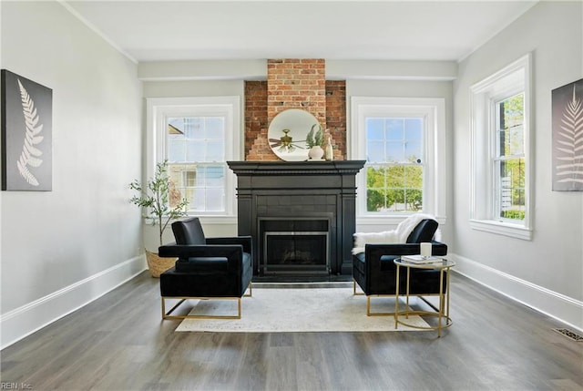 227 N Saratoga St, Suffolk, VA 23434 - living area featuring a fireplace and wood finished floors