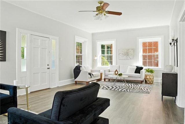 227 N Saratoga St, Suffolk, VA 23434 - living area with wood finished floors and ceiling fan