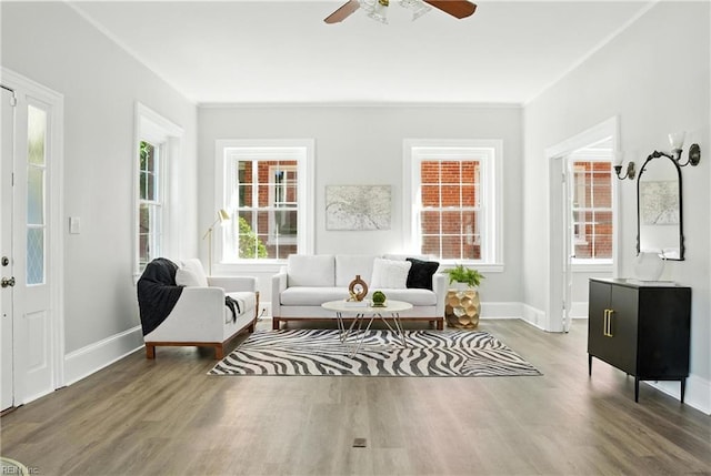 227 N Saratoga St, Suffolk, VA 23434 - living area featuring wood finished floors and a ceiling fan