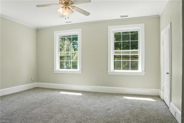 227 N Saratoga St, Suffolk, VA 23434 - empty room with carpet, crown molding, and a ceiling fan