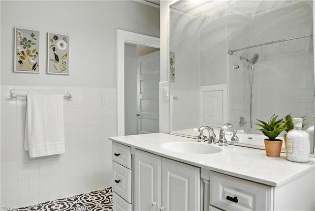 227 N Saratoga St, Suffolk, VA 23434 - bathroom with vanity and tile walls