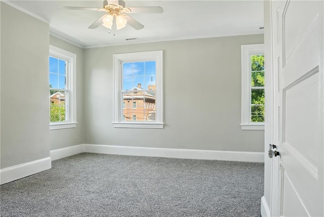 227 N Saratoga St, Suffolk, VA 23434 - carpeted empty room with crown molding and a ceiling fan
