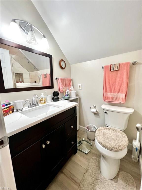 600 Cambria Ct, Virginia Beach, VA 23455 - full bath featuring vanity, vaulted ceiling, and wood finished floors