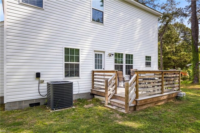 316 A Pocahontas Ave, Franklin, VA 23851 - rear view of house featuring a wooden deck and a yard