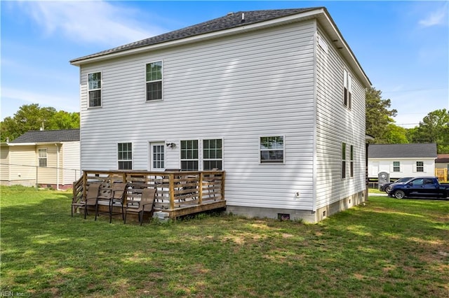 316 A Pocahontas Ave, Franklin, VA 23851 - rear view of property featuring a yard and a wooden deck