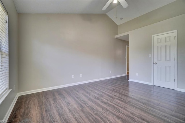 3856 Lasalle Dr Unit 107, Virginia Beach, VA 23453 - unfurnished room with ceiling fan, dark wood finished floors, and high vaulted ceiling
