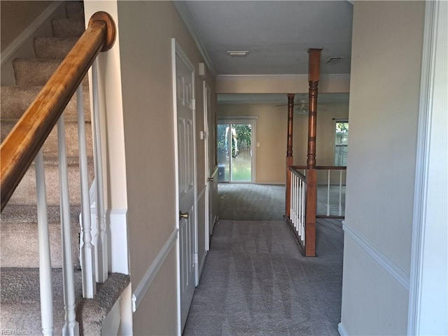 812 Liberal Arts Ct, Virginia Beach, VA 23462 - corridor featuring dark carpet and ornamental molding