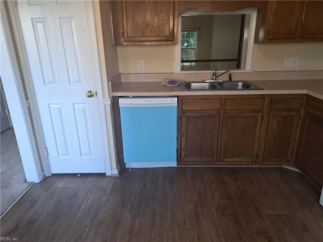 812 Liberal Arts Ct, Virginia Beach, VA 23462 - kitchen featuring dishwasher, dark wood finished floors, light countertops, and brown cabinets