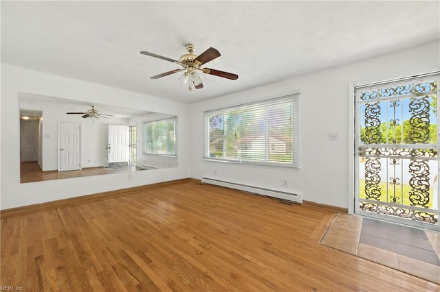 10 Watts Dr, Hampton, VA 23666 - entryway featuring baseboard heating, a ceiling fan, and light wood finished floors