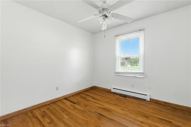 10 Watts Dr, Hampton, VA 23666 - spare room featuring a baseboard radiator, light wood-style flooring, and ceiling fan