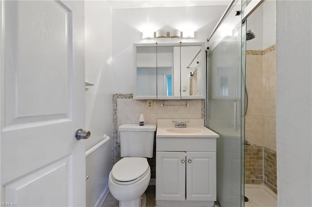10 Watts Dr, Hampton, VA 23666 - full bathroom featuring vanity, a stall shower, and decorative backsplash