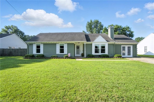 1245 Bells Mill Rd, Chesapeake, VA 23322 - ranch-style house featuring french doors and a chimney