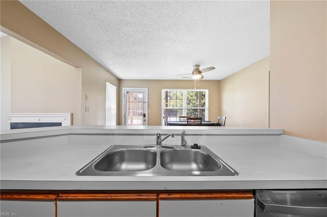 5012 Thatcher Way, Virginia Beach, VA 23456 - kitchen with dishwasher, a textured ceiling, ceiling fan, and light countertops