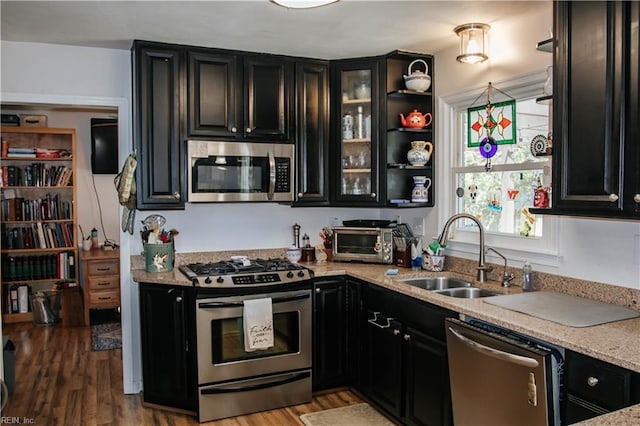 3728 Sidley Rd, Chesapeake, VA 23321 - kitchen featuring appliances with stainless steel finishes, dark cabinetry, and light wood-style flooring