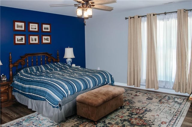 3728 Sidley Rd, Chesapeake, VA 23321 - bedroom with wood finished floors and ceiling fan