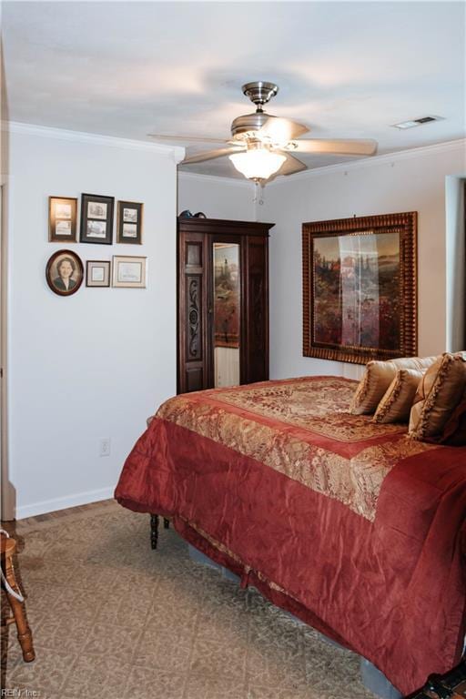 3728 Sidley Rd, Chesapeake, VA 23321 - bedroom featuring ornamental molding and a ceiling fan