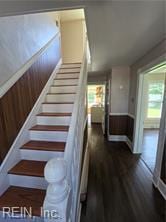 1697 Old Ferry Rd, Hudgins, VA 23076 - stairs featuring wood finished floors and baseboards