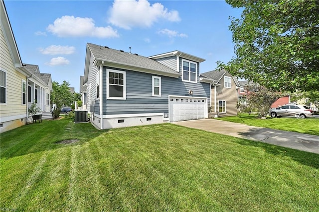 3209 Dodd Dr, Chesapeake, VA 23323 - view of side of home featuring crawl space, concrete driveway, a garage, and a yard