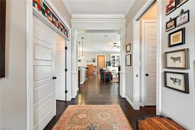 3209 Dodd Dr, Chesapeake, VA 23323 - hall with dark wood finished floors and crown molding
