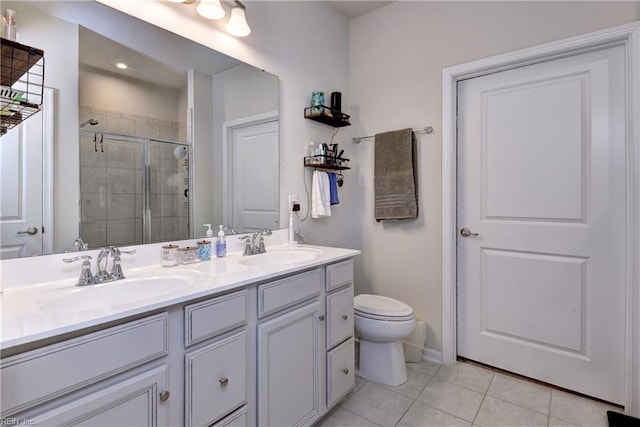 3419 Foxglove Dr, Toano, VA 23168 - full bath with a stall shower, double vanity, and tile patterned floors