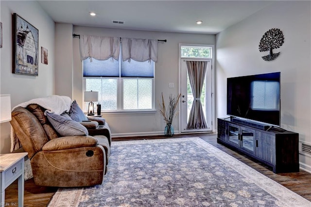 3419 Foxglove Dr, Toano, VA 23168 - living room featuring wood finished floors and recessed lighting