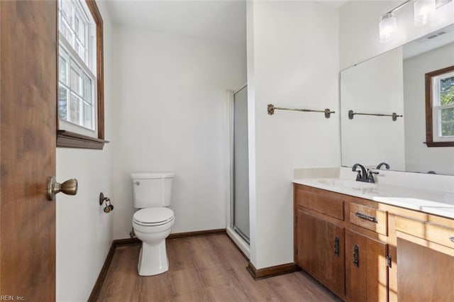 112 Farmington Blvd, Hampton, VA 23666 - full bath with wood finished floors, vanity, and a shower stall