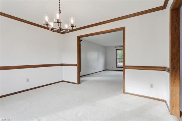 112 Farmington Blvd, Hampton, VA 23666 - spare room featuring carpet flooring, a chandelier, and crown molding