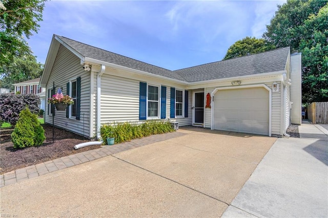 1964 Nettle St, Virginia Beach, VA 23453 - ranch-style house with driveway, an attached garage, and a shingled roof